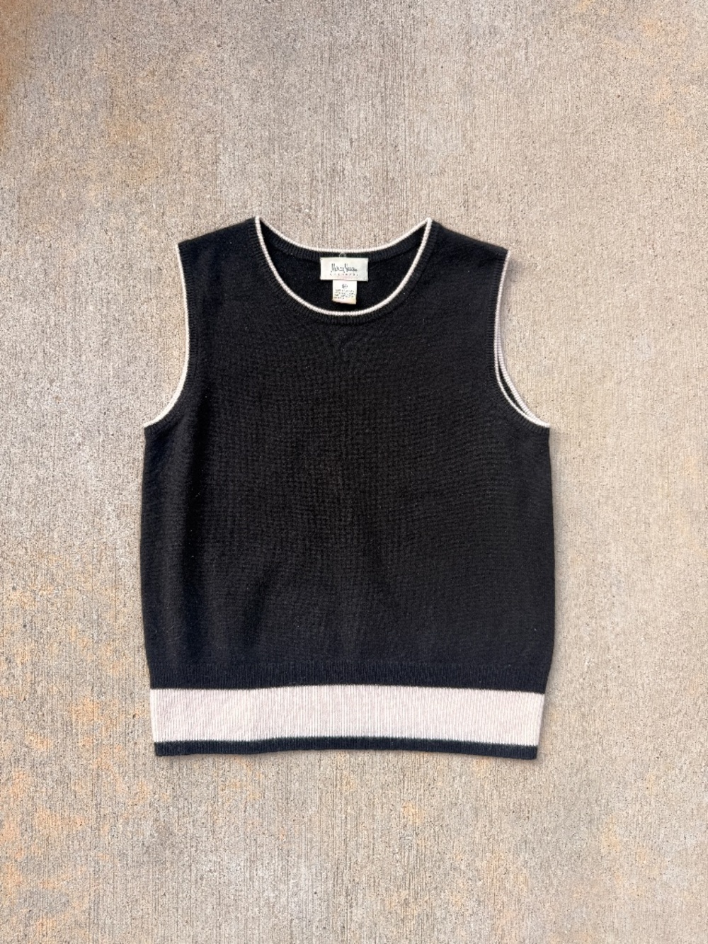 Neiman Marcus 100% Cashmere Contrast Trim Sweater Vest Medium